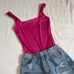 Hot Pink Bodysuit Tank Top